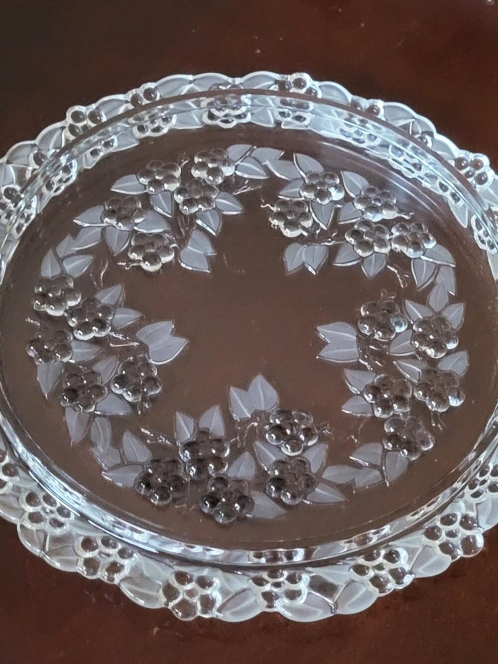 Vtg Mikasa Carmen Crystal Torte Plate 13" Floral MOD Frosted Glass '80s Germany - Picture 8 of 11